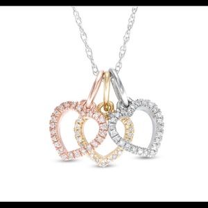 Zales Triple Heart Pendant in Tri-Tone Gold